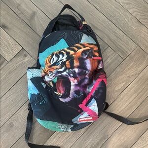 Used Sprayground Vibrant Tiger Backpack (broken zipper)